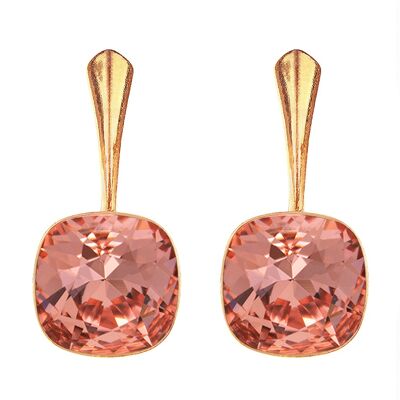 Orecchini in argento Cantain, cristallo 10mm - oro - Rose Peach