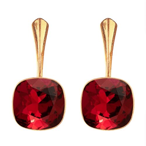 Cantain silver earrings, 10mm crystal - gold - Scarlet