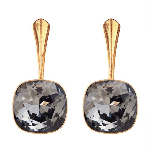 Cantain silver earrings, 10mm crystal - gold - Silvernight