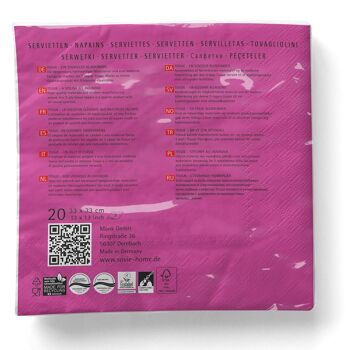 Serviette jetable violette en tissu 33 x 33 cm, 3 plis, 20 pièces 6