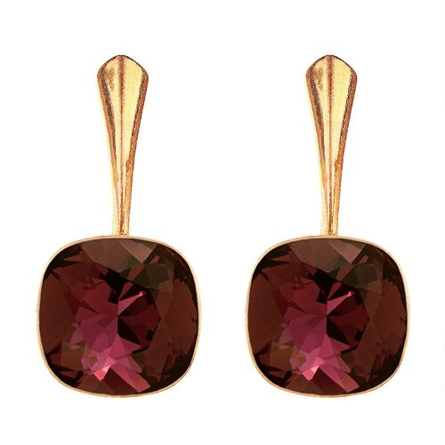 Cantain silver earrings, 10mm crystal - silver - burgundy