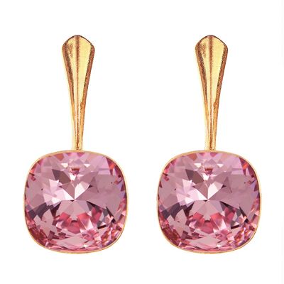 Orecchini in argento Cantain, cristallo 10mm - argento - rosa chiaro