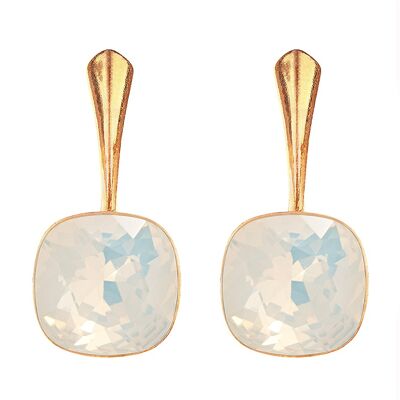 Boucles d'oreilles argent Cantain, cristal 10mm - argent - Opale blanche