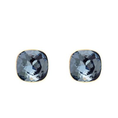 Naglinskers de plata, cristal de 10 mm - Plata - Azul denim