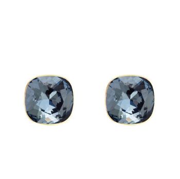 Naglinskers en argent, cristal 10 mm - Argent - Bleu denim 1