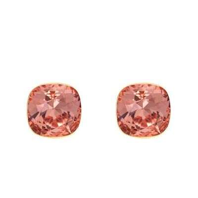 Naglinskers de plata, cristal de 10 mm - Oro - Melocotón rosa