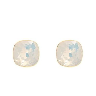 Silver Naglinskers, 10mm Crystal - Gold - White Opal