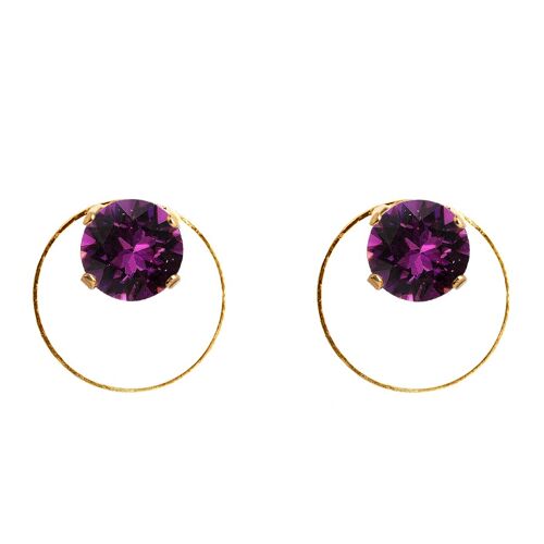 Naglinskari with a circle, 8mm crystal - gold - amethyst