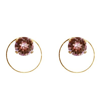 Naglinskari con un cerchio, cristallo 8mm - oro - rosa cipria