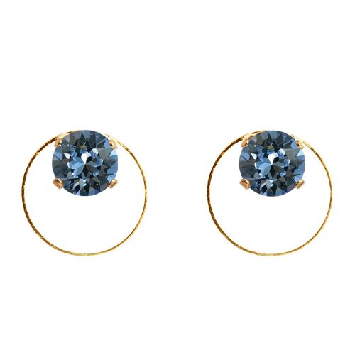 Naglinskari with a circle, 8mm crystal - gold - Denim Blue