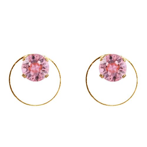 Naglinskari with a circle, 8mm crystal - gold - Light Rose