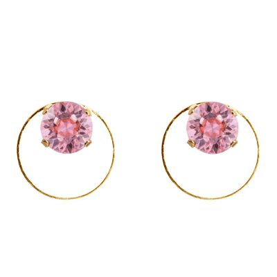 Naglinskari con un círculo, cristal de 8 mm - oro - rosa claro
