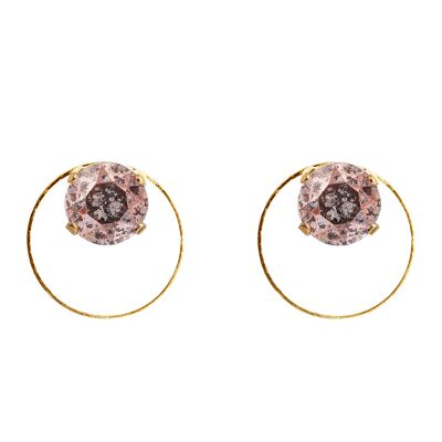 Naglinskari con un cerchio, cristallo 8mm - oro - Patina rosa