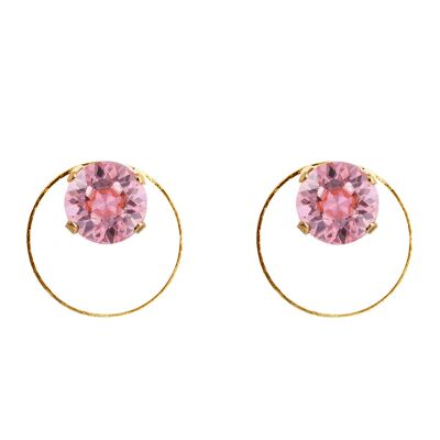 Naglinskari con cerchio, cristallo 8mm - argento - rosa chiaro