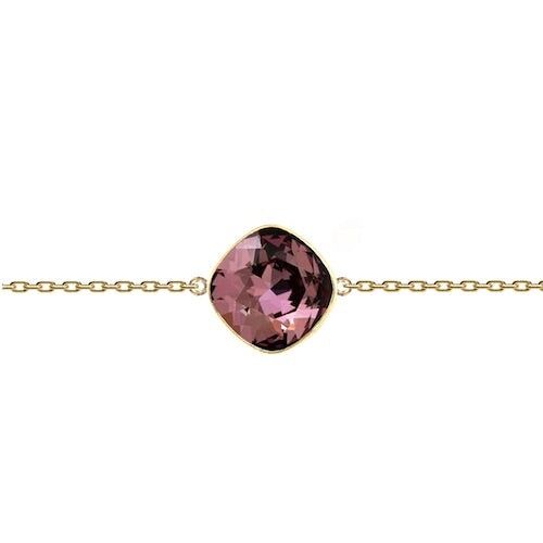 Fine hand chain rhombus, 10mm crystal - gold - antique pink