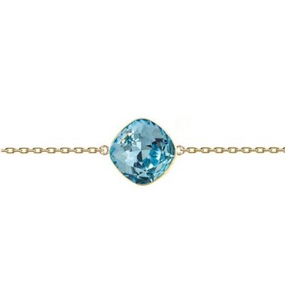 Feine Handkette Raute, 10mm Kristall - Gold - Aquamarin