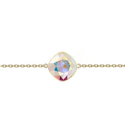 Fine hand chain rhombus, 10mm crystal - gold - aurore borale