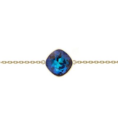 Fine hand chain rhombus, 10mm crystal - gold - Bermuda Blue