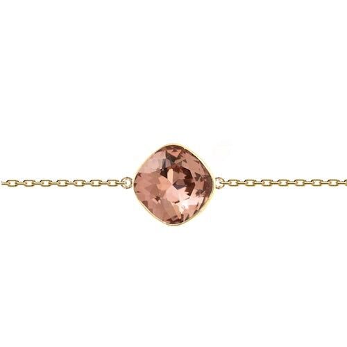 Fine hand chain rhombus, 10mm crystal - gold - blush rose