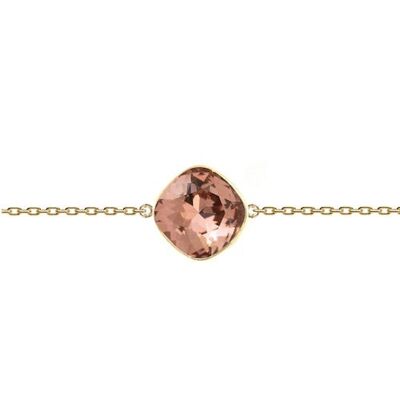 Cadena de mano fina rombo, 10 mm cristal - oro - rosa rubor