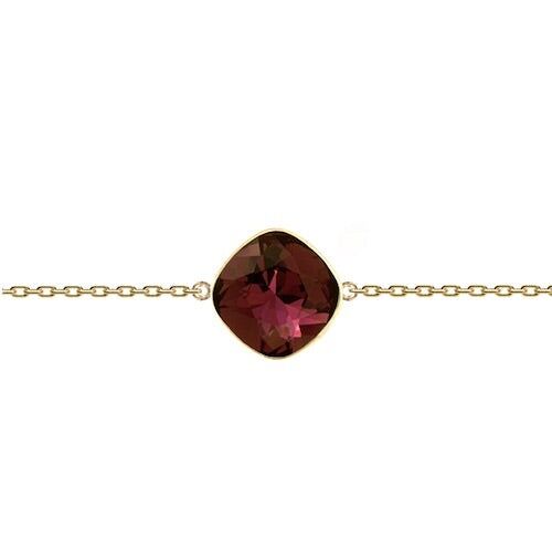 Fine hand chain rhombus, 10mm crystal - gold - burgundy