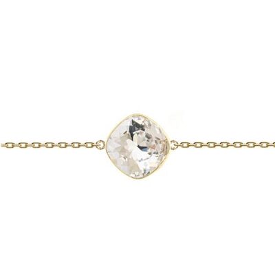 Fine hand chain rhombus, 10mm crystal - gold - crystal