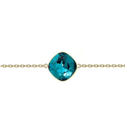 Fine hand chain rhombus, 10mm crystal - gold - indicolite