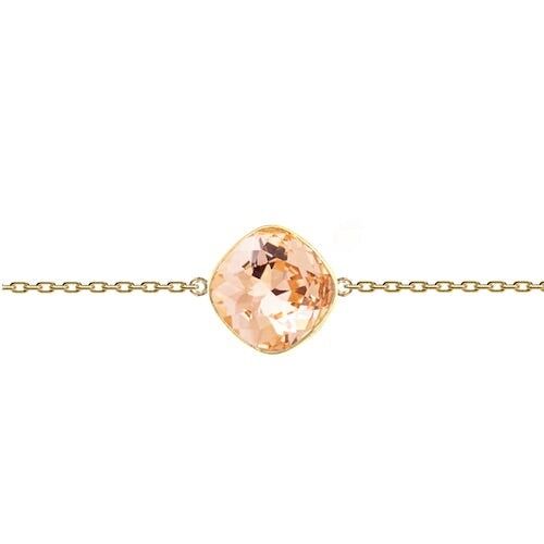 Fine hand chain rhombus, 10mm crystal - gold - Light Peach