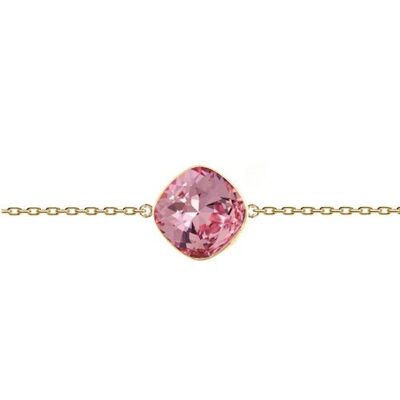 Cadena de mano fina diamante, 10 mm cristal - oro - rosa claro