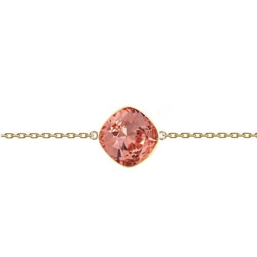 Fine hand chain rhombus, 10mm crystal - gold - Rose Peach