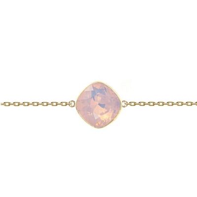 Fine hand chain rhombus, 10mm crystal - gold - Rose Water Opal