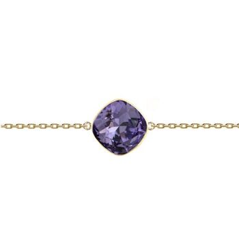 Chaîne fine main losange, 10mm cristal - or - tanzanite 1