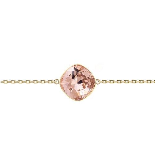 Fine hand chain rhombus, 10mm crystal - gold - vintage rose