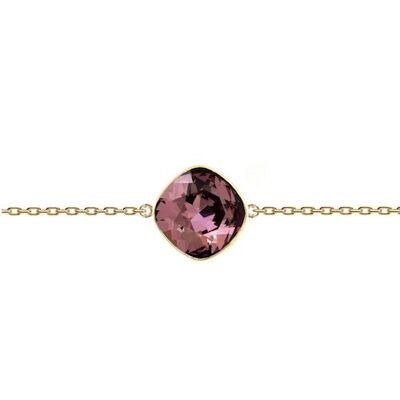 Fine hand chain rhombus, 10mm crystal - silver - antique pink