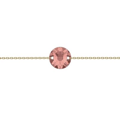Chaîne fine main cercle, 10mm cristal - or - rose blush