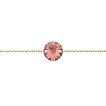 Chaîne fine main cercle, 10mm cristal - or - rose blush 1