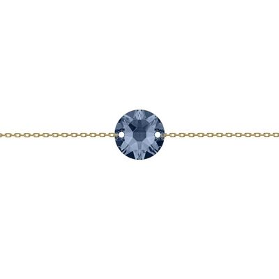 Fine hand chain circle, 10mm crystal - gold - Denim Blue