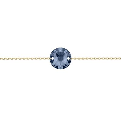 Cadena de mano fina circulo, 10mm cristal - oro - Azul Denim