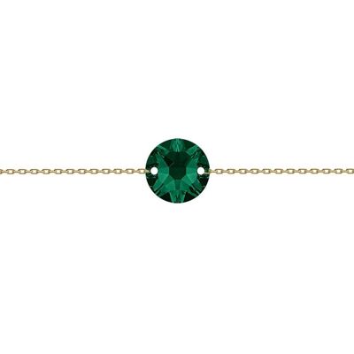 Fine hand chain circle, 10mm crystal - gold - emerald