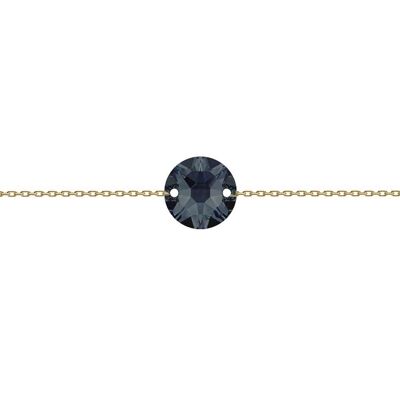Fine hand chain circle, 10mm crystal - gold - graphite