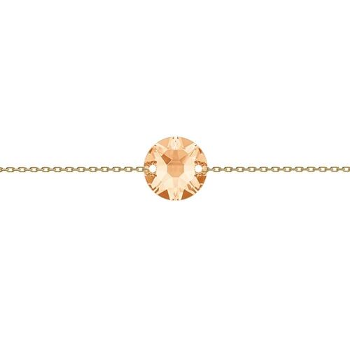 Fine hand chain circle, 10mm crystal - gold - Light Peach