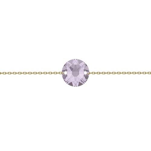 Fine hand chain circle, 10mm crystal - gold - smoky mauve