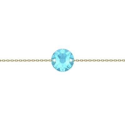 Fine hand chain circle, 10mm crystal - silver - Aquamarine