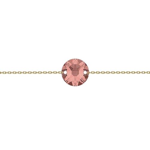 Fine hand chain circle, 10mm crystal - silver - blush rose