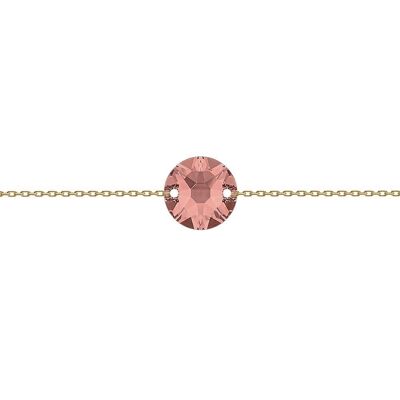 Cadena de mano fina círculo, 10 mm cristal - plata - rosa rubor