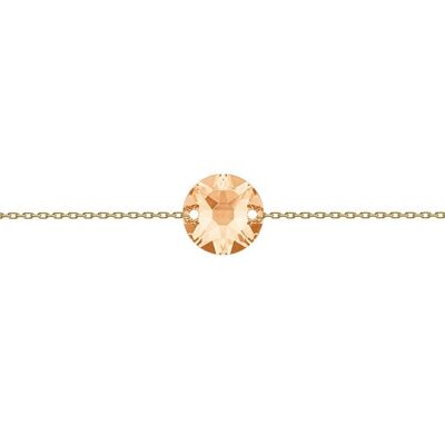 Fine hand chain circle, 10mm crystal - Silver - Light Peach