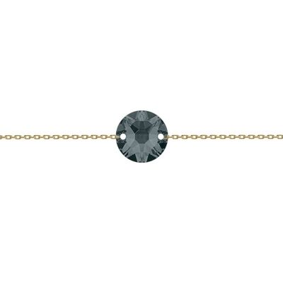 Fine hand chain circle, 10mm crystal - silver - silvernight