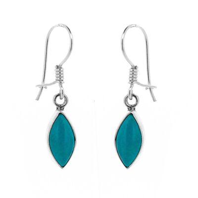 Marquise Turquoise Sterling Silver Earrings with Presentation Box
