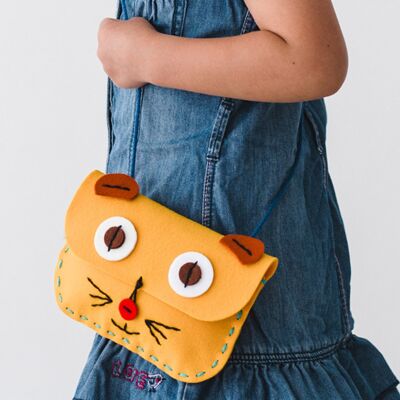 Geschenkset für Kinder zur Herstellung einer Tasche mit gelber Katze