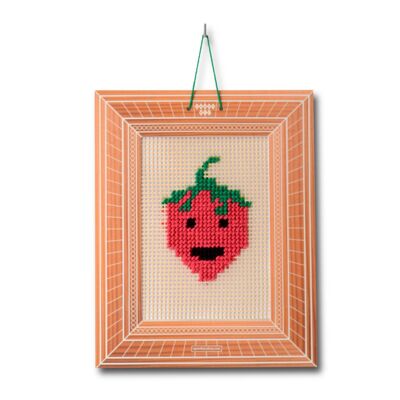 Kit cadeau enfant pour réaliser un sac en demi-tricot : Fraise